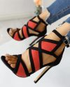 CHICME Colorblock Cutout Buckled Suede Stiletto Heels Sale Coupon