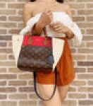 Gaby’s Bags Louis Vuitton Fold Tote PM Shoulder Bag M45389 Monogram Red Brown Cerise Cream Coupon Sale