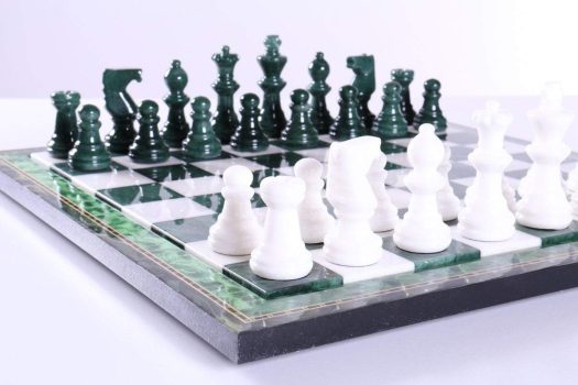 Green & White Alabaster Chess Set with Wood Frame on Sale Coupon From The Real Masters Of Chess