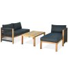 Costway3 Piece Patio Acacia Sofa Set with Nylon Armrest Sale Coupon