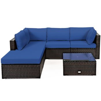Costway6 Pieces Outdoor Patio Rattan Furniture Set Sofa Ottoman Sale Coupon