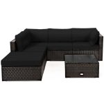 Costway6 Pieces Outdoor Patio Rattan Furniture Set Sofa Ottoman Sale Coupon