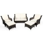 Costway5 Pieces Patio Rattan Sofa Set with Cushion and Ottoman-Off White Sale Coupon