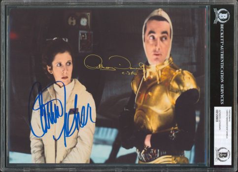 Carrie Fisher & Anthony Daniels Star Wars Authentic Signed 8×10 Photo BAS Slab Sale Coupon