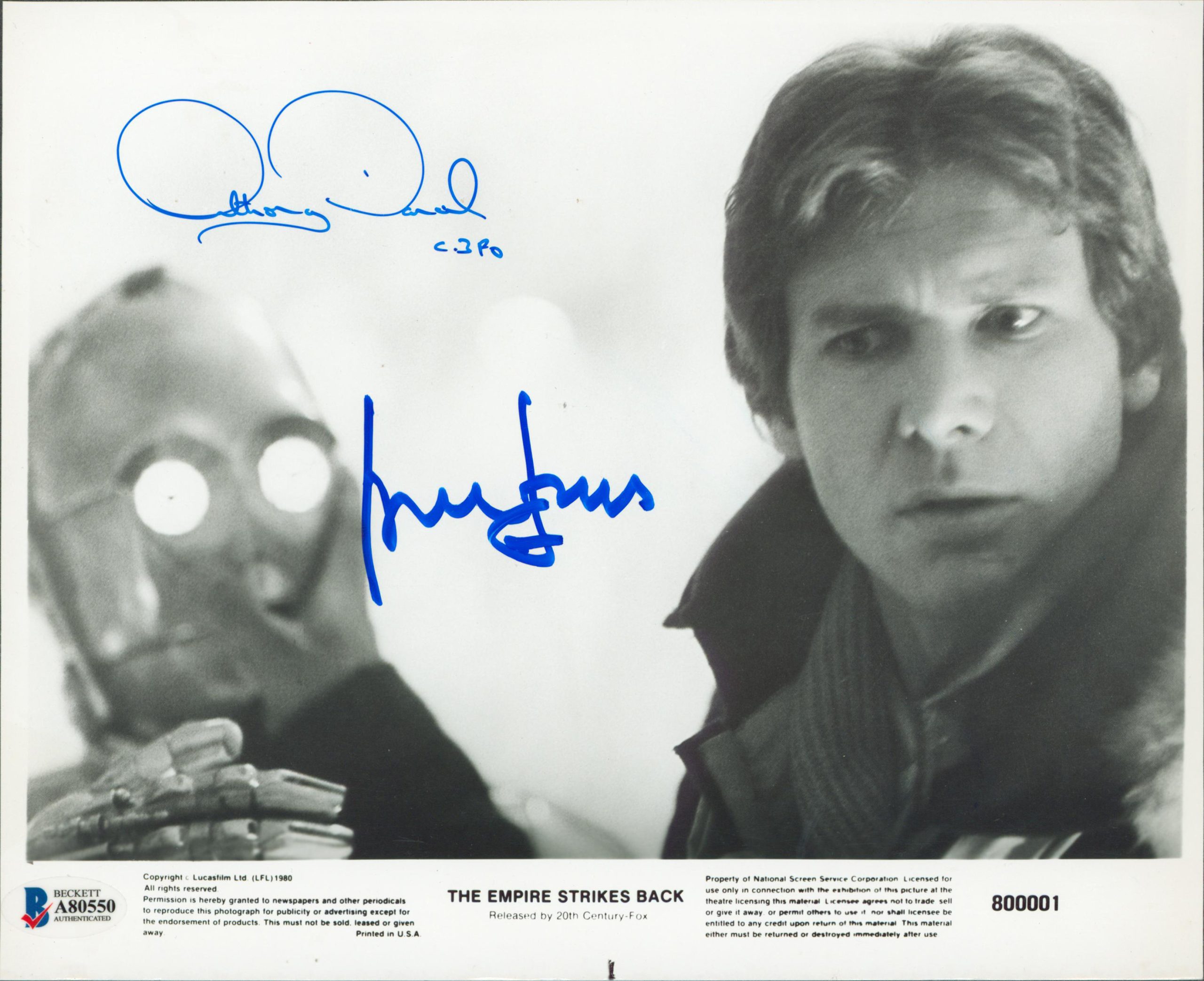 Harrison Ford & Anthony Daniels Star Wars Signed 8×10 B&W Photo BAS #A80550 Sale Coupon