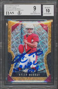 Kyler Murray 2019 ROY Signed 2019 Panini Prizm Gold Lazer #301 RC  9/10 BAS Slab Sale Coupon