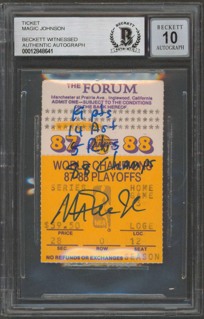 Lakers Magic Johnson “Stat” Signed 1988 Finals Ticket Stub Auto 10! BAS Slabbed Sale Coupon