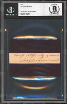 Jefferson Davis Respectfully Yours Signed .75×3.5 Cut Signature Auto 9! BAS Slab Sale Coupon