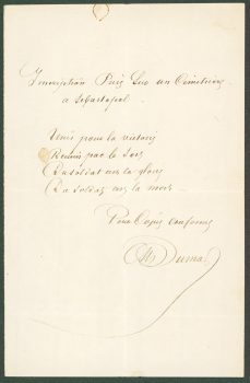 Alexander Dumas Signed 5.25×8.25 Handwritten Quote From A Soldier’s Grave BAS Sale Coupon