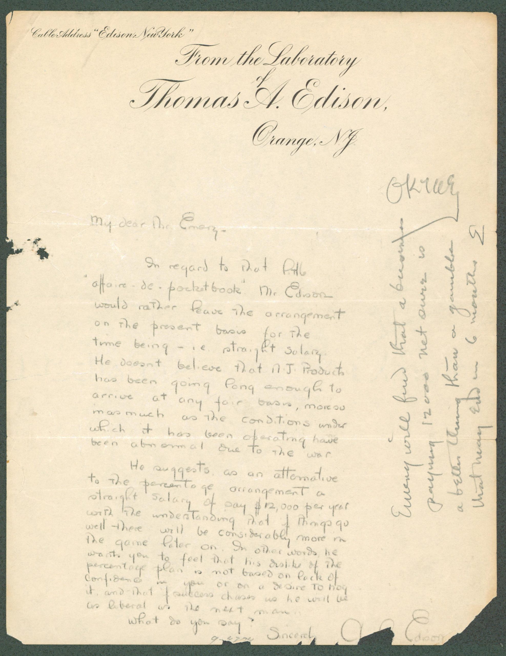 Thomas Edison Authentic Signed 8.5×11 Letter on Personal Stationary BAS #AB14575 Sale Coupon