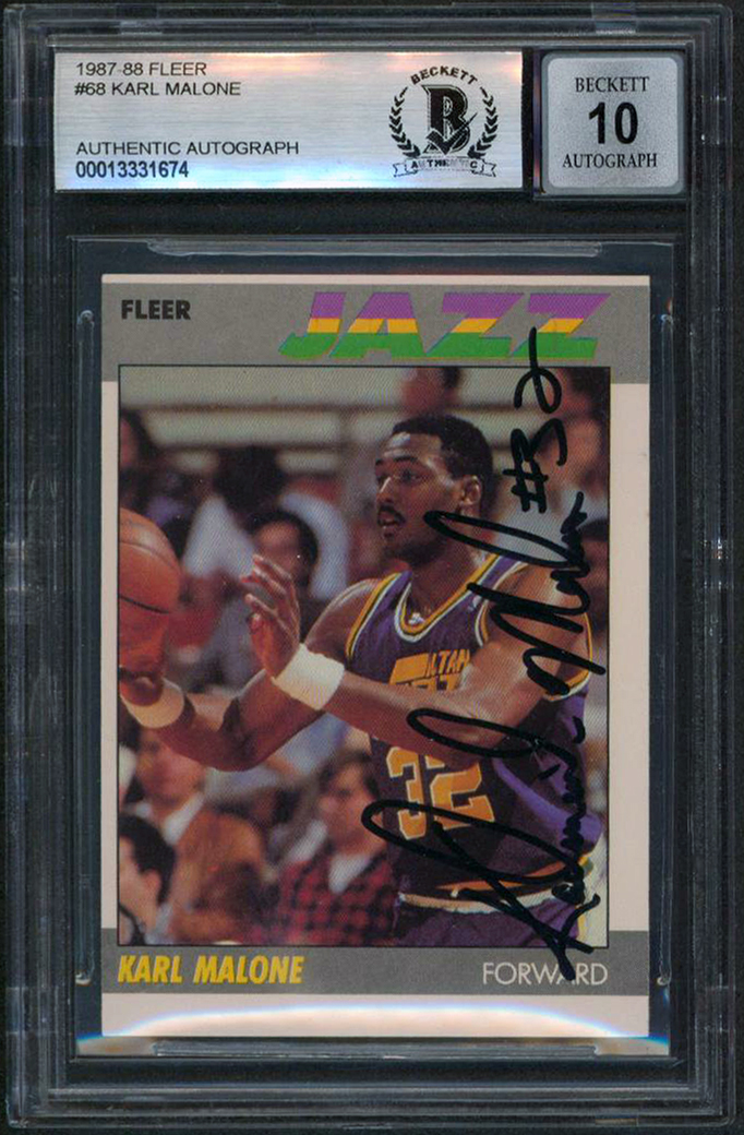 Jazz Karl Malone Signed 1987 Fleer #68 Card Auto 10! w/ Vintage Sig BAS Slabbed Sale Coupon