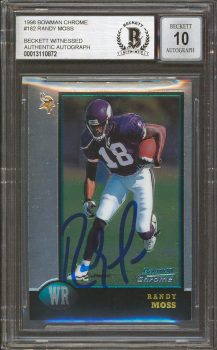 Vikings Randy Moss Signed 1998 Bowman Chrome #182 RC Card Auto 10! BAS Slabbed Sale Coupon