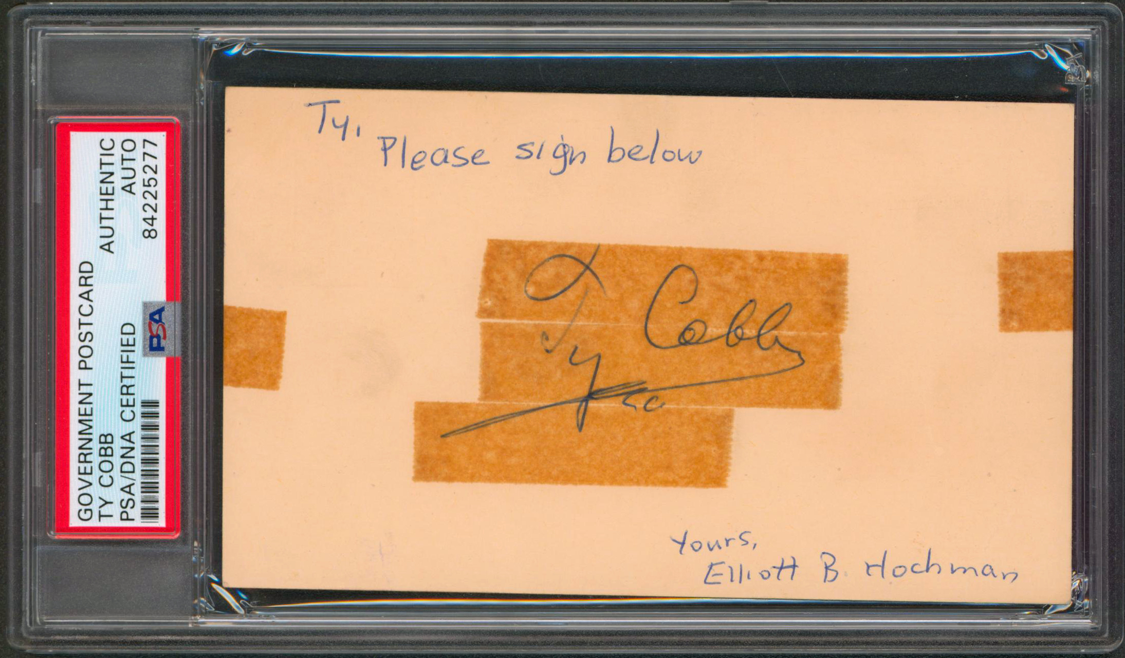 Tigers Ty Cobb Authentic Signed 3×5 Government Postcard PSA/DNA Slabbed Sale Coupon