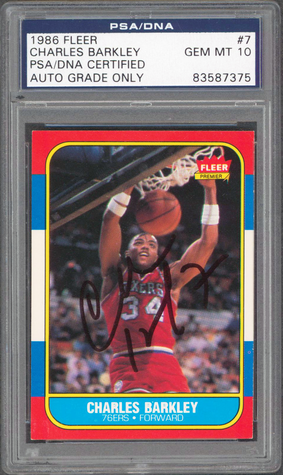 76ers Charles Barkley Signed 1986 Fleer #7 Rookie Auto Card Auto 10! PSA Slabbed Sale Coupon