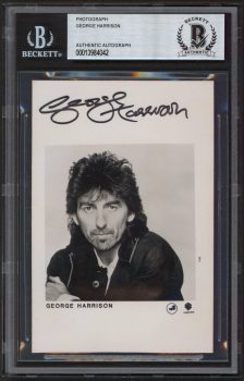 George Harrison Beatles Authentic Signed Black & White 3.5×525 Photo BAS Slabbed Sale Coupon