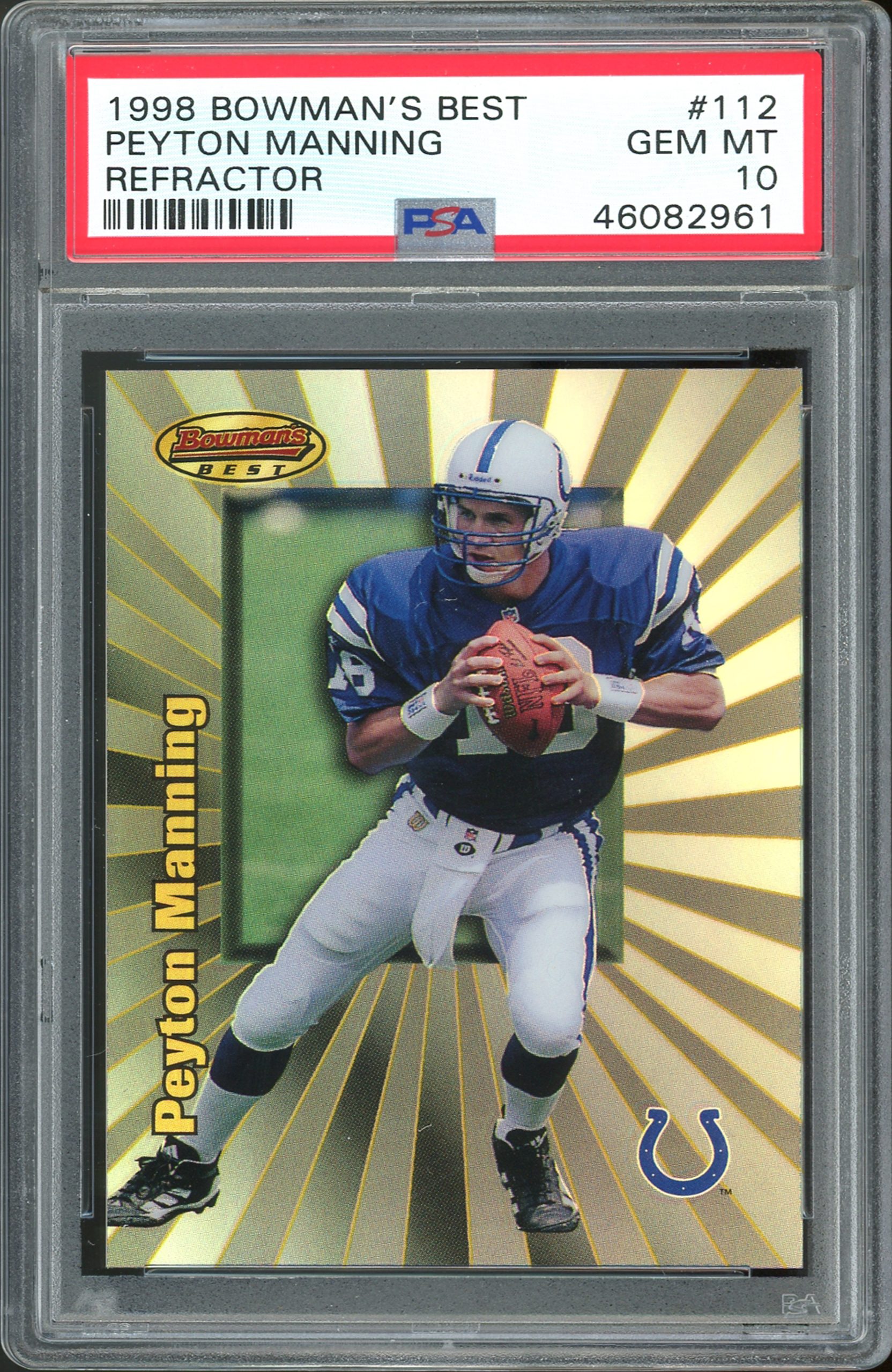 Colts Peyton Manning 1998 Bowman’s Best #112 RC #178/400 Card Gem 10 PSA Slab Sale Coupon