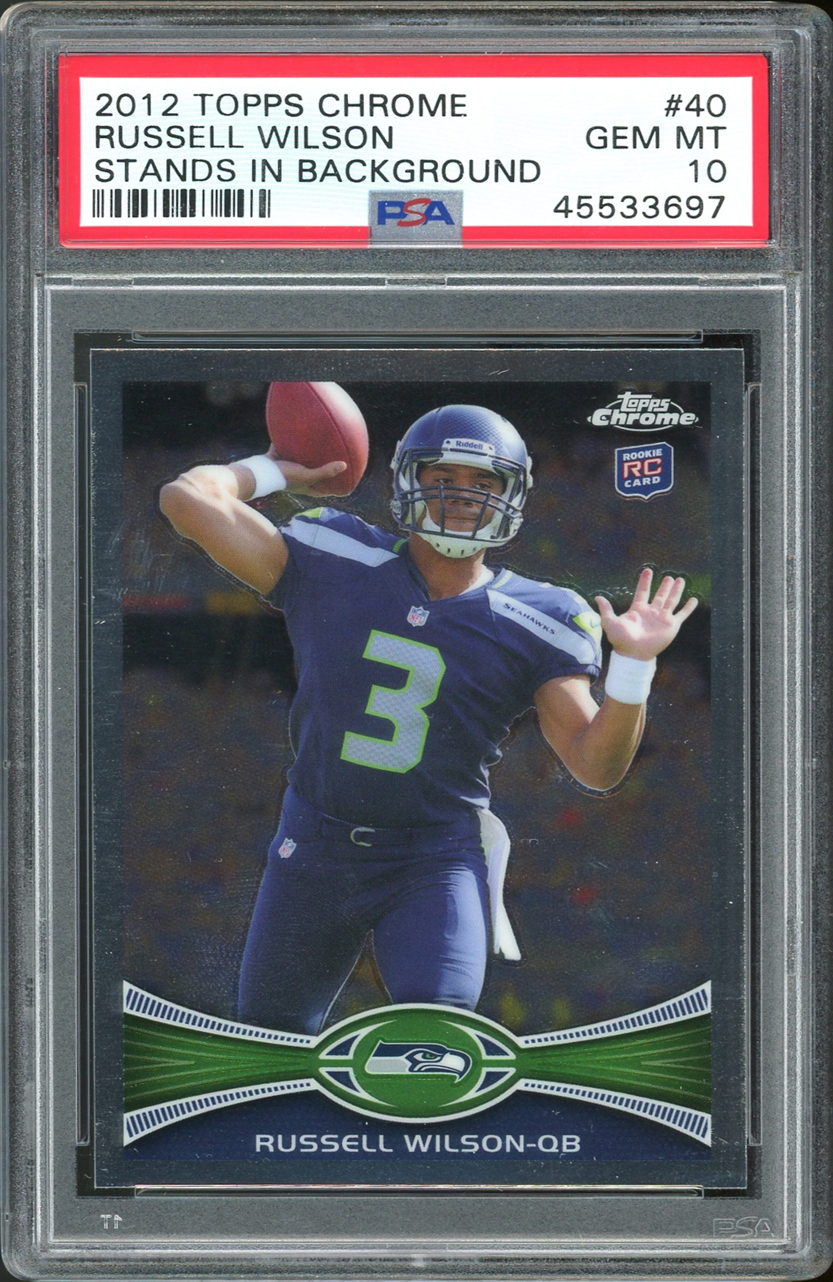 Seahawks Russell Wilson 2012 Topps Chrome #40 Rookie Card Gem Mint 10! PSA Slab Sale Coupon