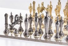 Large Metal Renaissance Chess Set On Grey Gloss Board on Sale Coupon From The Real Masters Of Chess