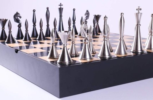 Metal Art Deco Chessmen on Storage Chest on Sale Coupon From The Real Masters Of Chess