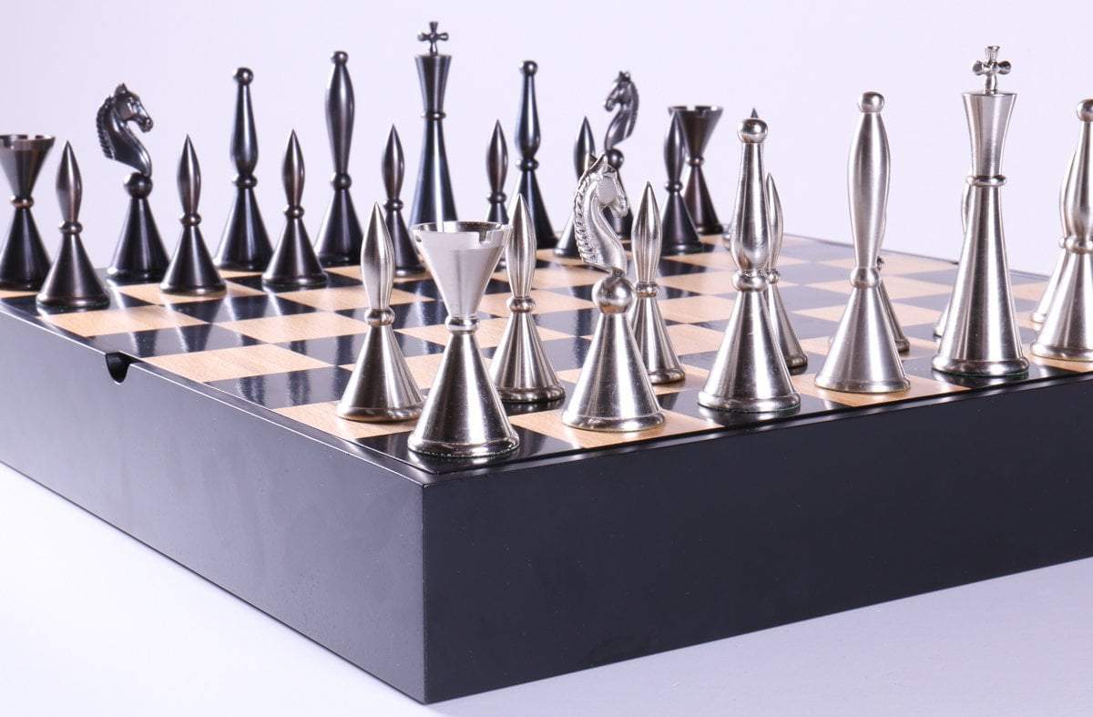 Metal Art Deco Chessmen on Storage Chest on Sale Coupon From The Real Masters Of Chess