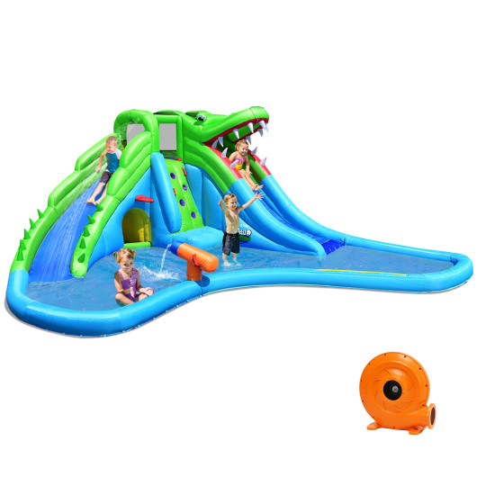 CostwayInflatable Crocodile Water Slide Climbing Wall Bounce House with 780W Blower Sale Coupon