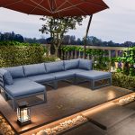 Outdoor 4Seat Modular Sofa with 2 Ottomans Gray Sale Coupon