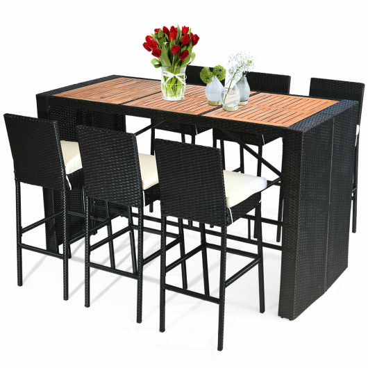 Costway7 Pieces Patio Rattan Wicker Dining Furniture Set Sale Coupon