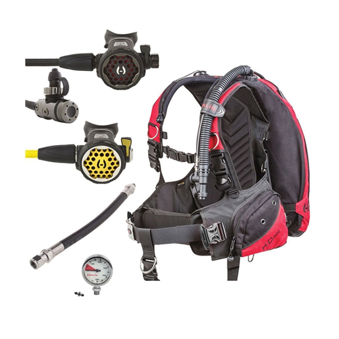 Hollis HD200 BC/BCD 200LX Regulator and 150lx Octo Scuba Diving Package Best Deal