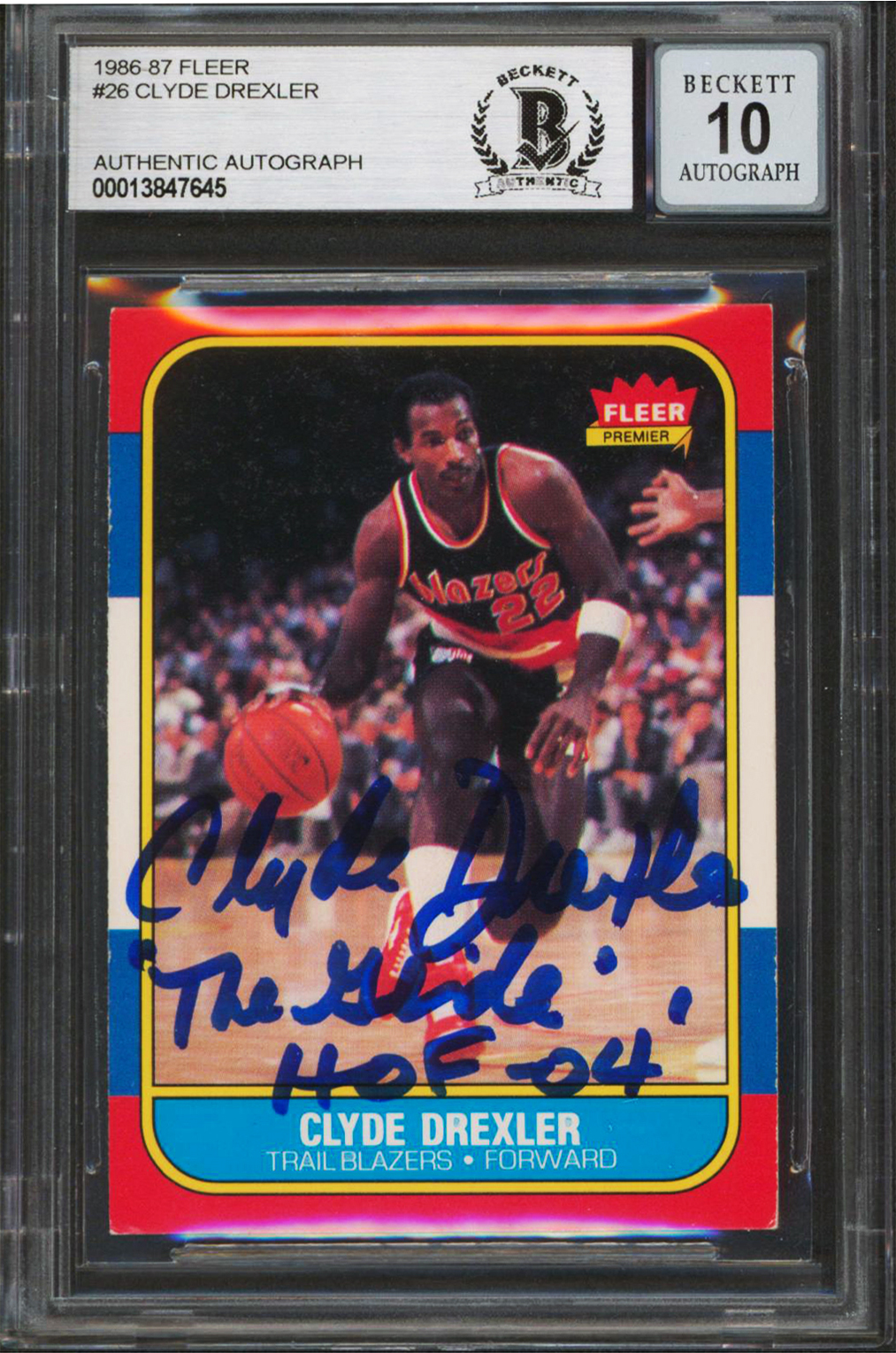 Blazers Clyde Drexler “2x Insc” Signed 1986 Fleer #26 RC Card Auto 10! BAS Slab Sale Coupon
