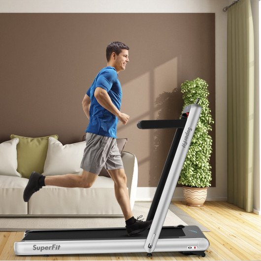 Costway4.75HP 2 In 1 Folding Treadmill with Remote APP Control-Silver Sale Coupon