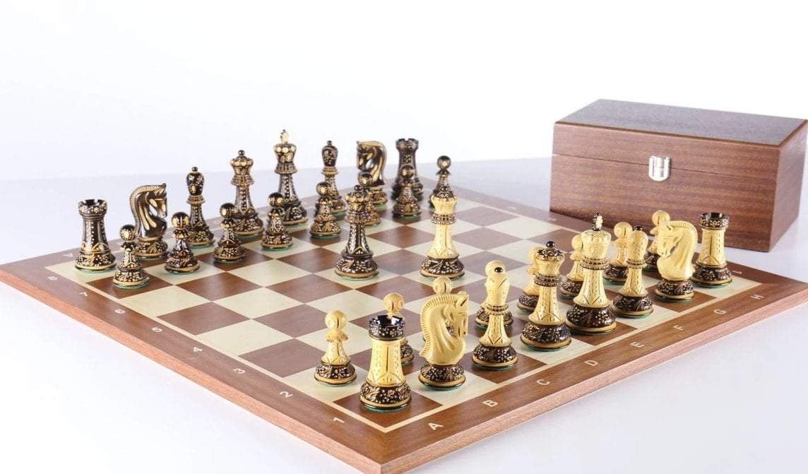 The 4″ Burnt Zagreb Chess Set Combo with Storage on Sale Coupon From The Real Masters Of Chess