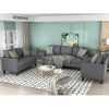 USTYLE 3 Pieces Polyester Blend Upholstered Sofa Set Gray Sale Coupon