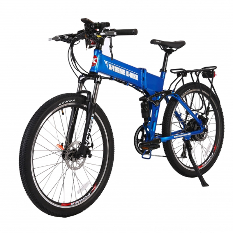 X-Treme E-Bike Baja 48V Folding Electric Mountain Bicycle – Metallic Blue Best Discount